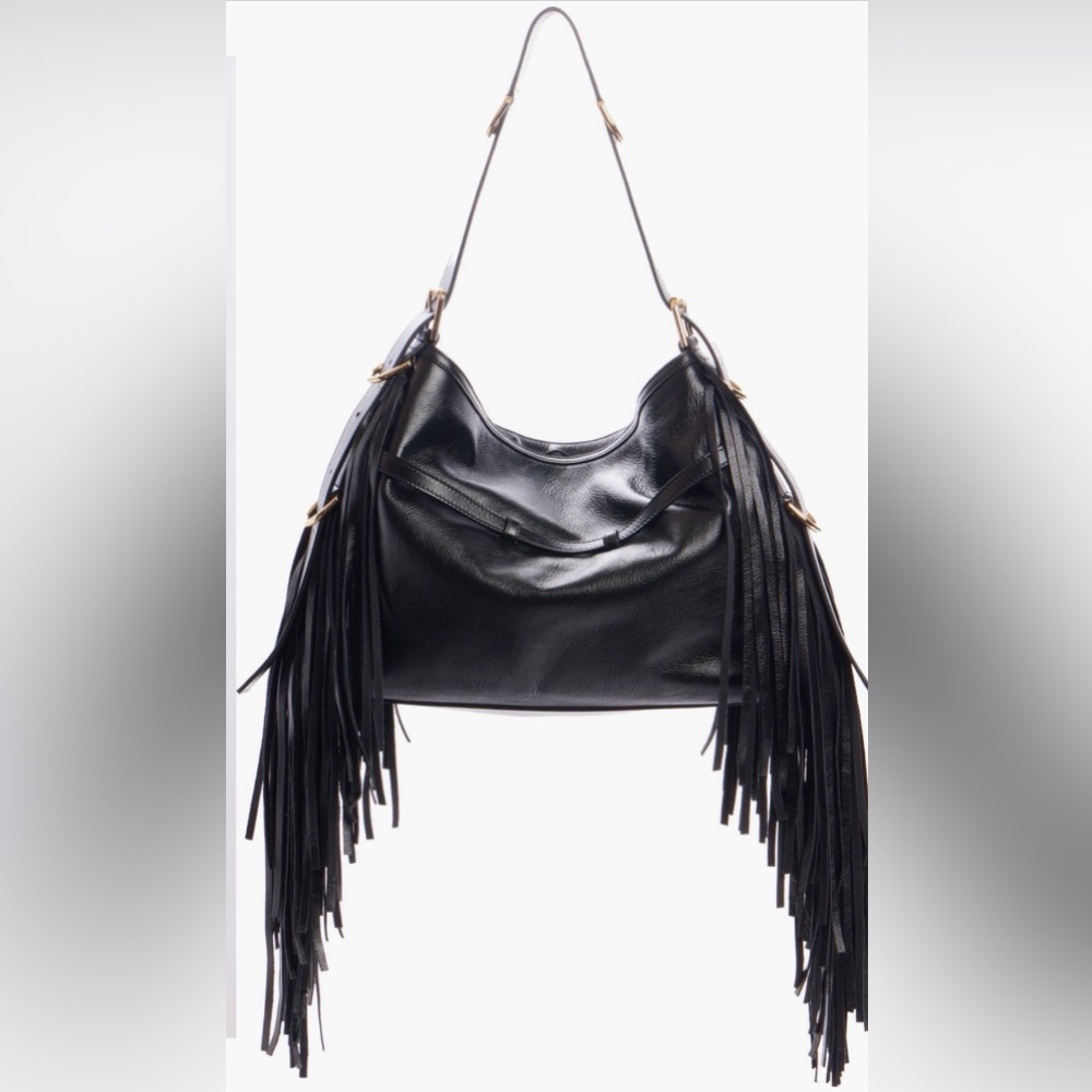 Givenchy Medium Voyou Fringe Leather Hobo Bag NEW Black Gold - Picture 3 of 15